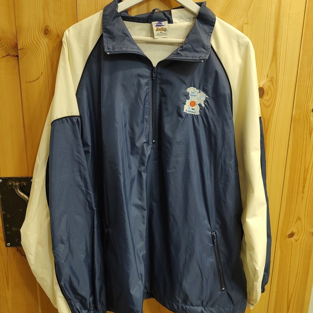 Vtg Starter Windbreaker Sz XL 90s Navy White Half-Zip Pullover Basketball Retro